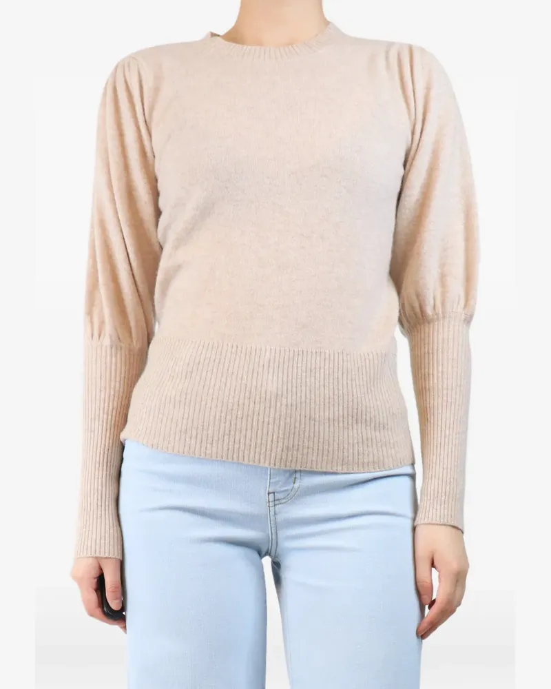 Madeleine Thompson puff-sleeve ribbed-trim sweater - Nude Nude