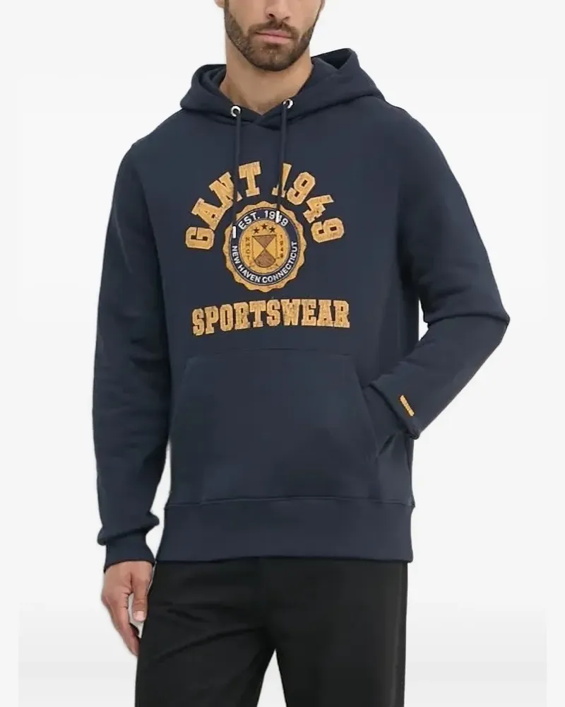 Gant Hoodie mit Logo-Print - Blau Blau
