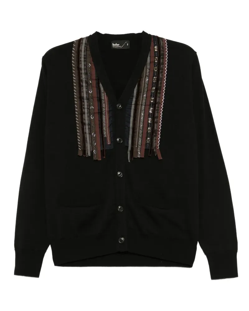 kolor Gestreifter Cardigan - Schwarz Schwarz
