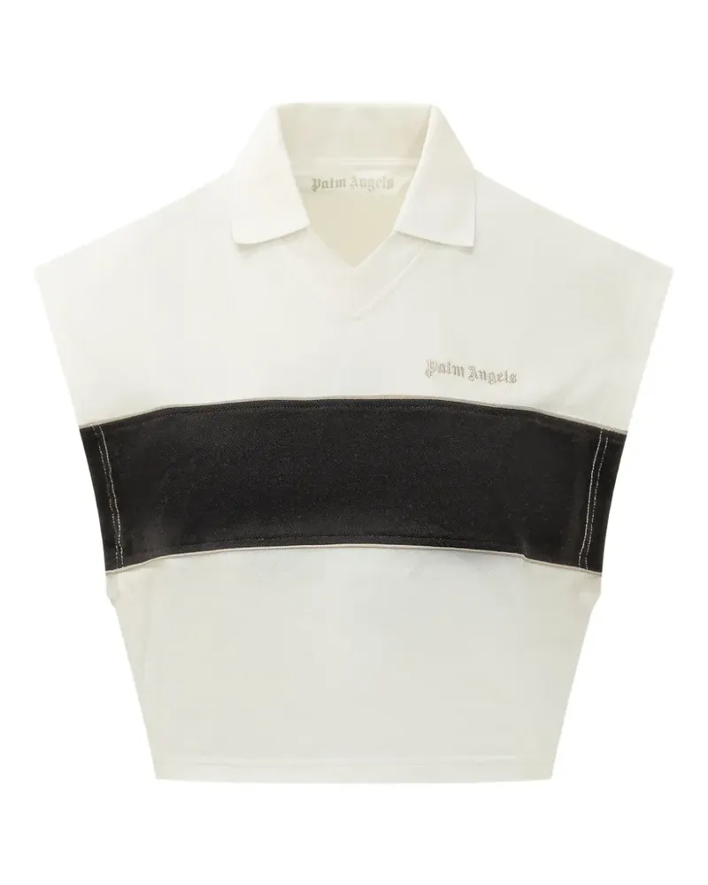 Palm Angels logo-embroidered boxy top - Nude Nude