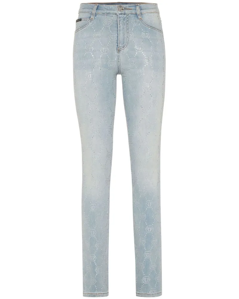 Philipp Plein Jeggings mit hohem Bund - Blau Blau