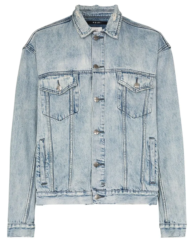 ksubi Jeansjacke mit Acid-Wash-Effekt Blau