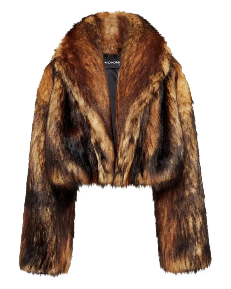 David Koma Cropped-Mantel aus Faux Fur - Braun Braun