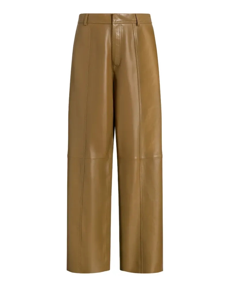 Alberta Ferretti Lederhose mit Kontrasteinsätzen - Grün Grün