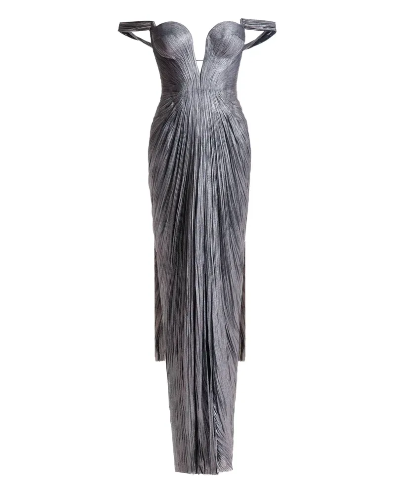 Maria Lucia Hohan Schulterfreies Maxikleid mit Falten - Grau Grau