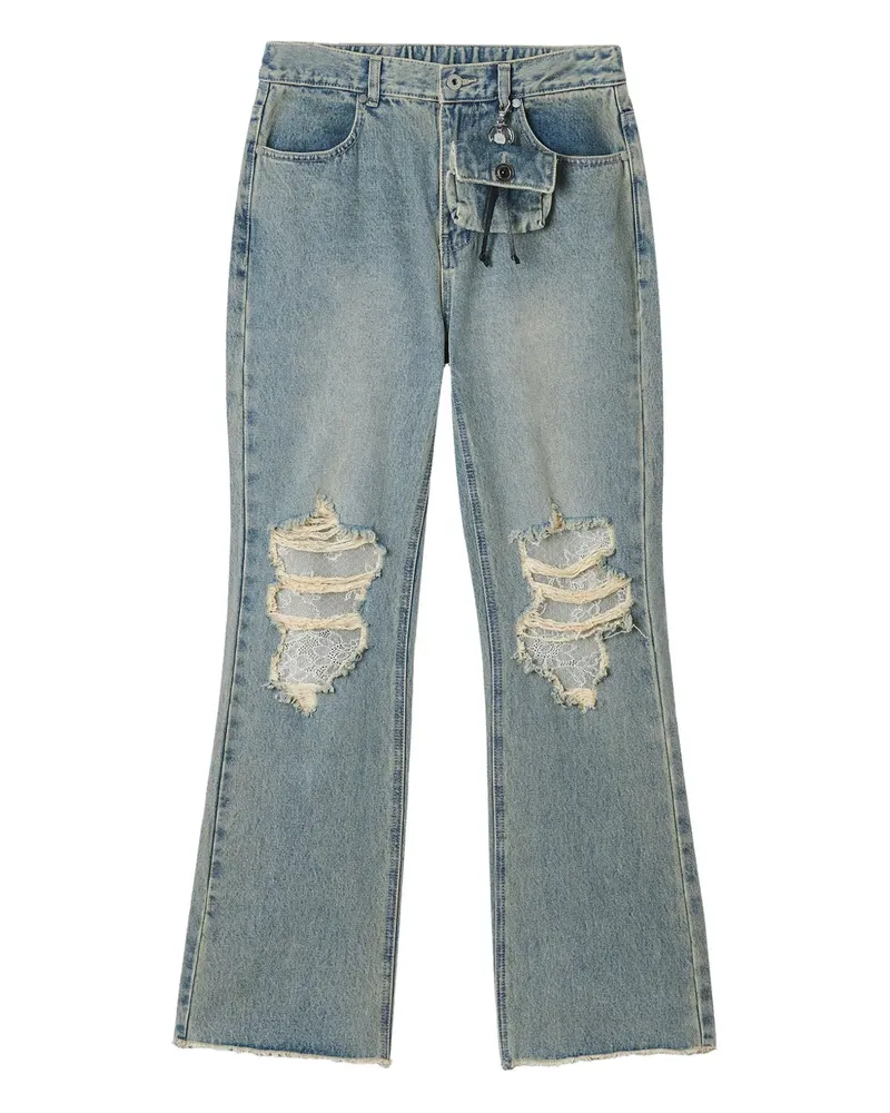Musium Div. Jeans mit Spitzeneinsatz - Blau Blau