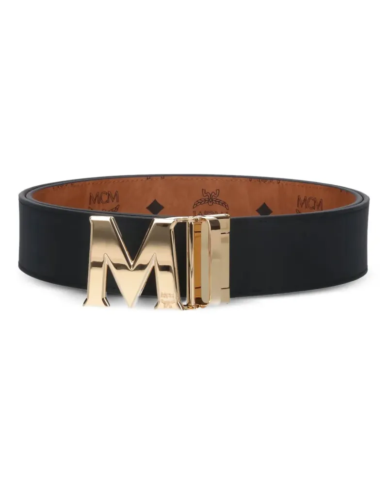 MCM Wendbarer Gürtel mit Logo-Schild - Schwarz Schwarz