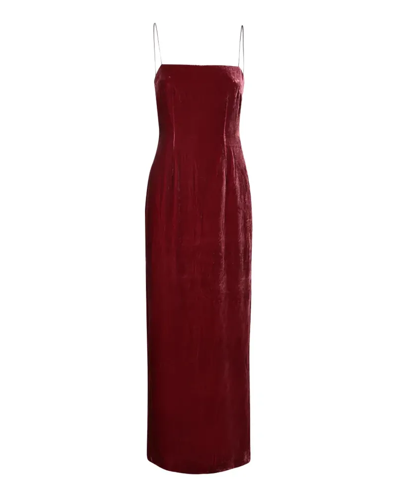 ROTATE Birger Christensen silk velvet strap dress dark red Rot