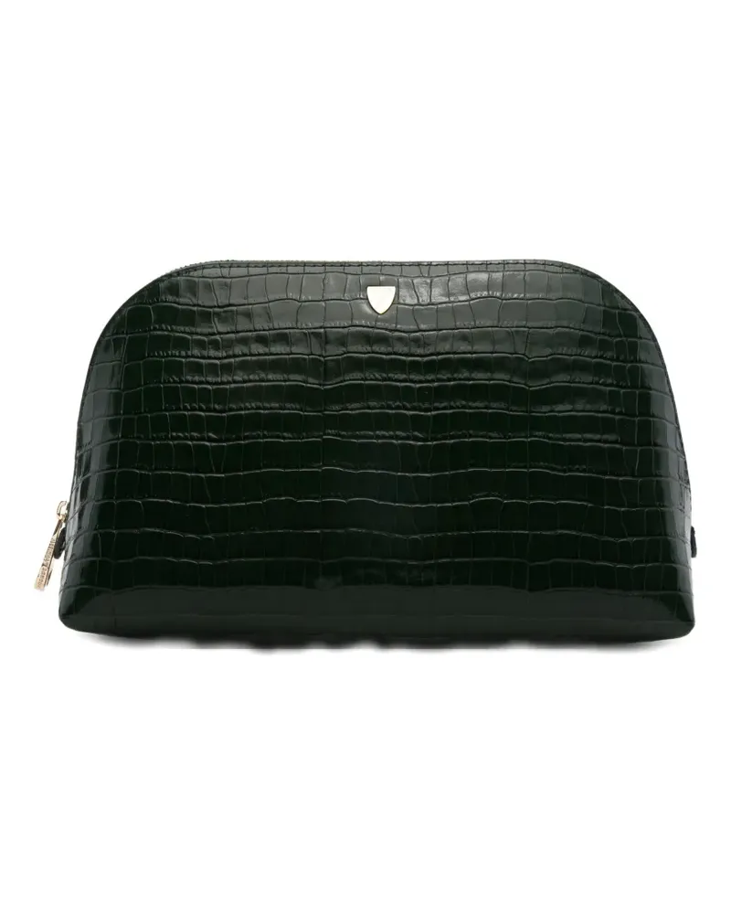Aspinal of London small croc-effect makeup bag - Grün Grün