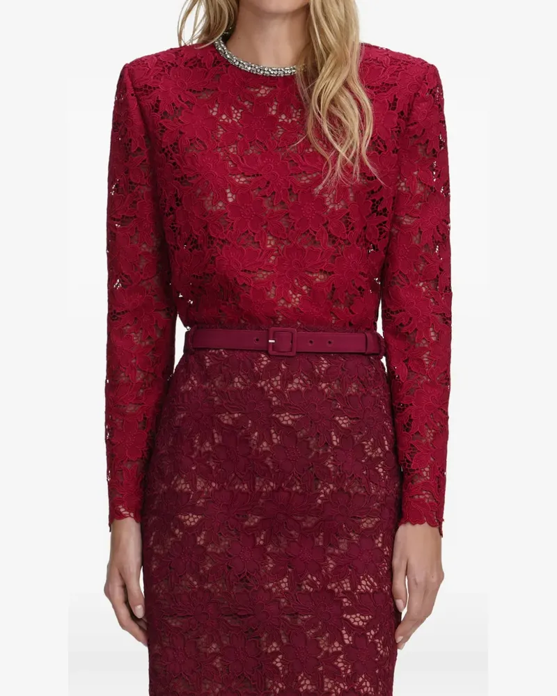 Self-Portrait lace midi dress - Rot Rot