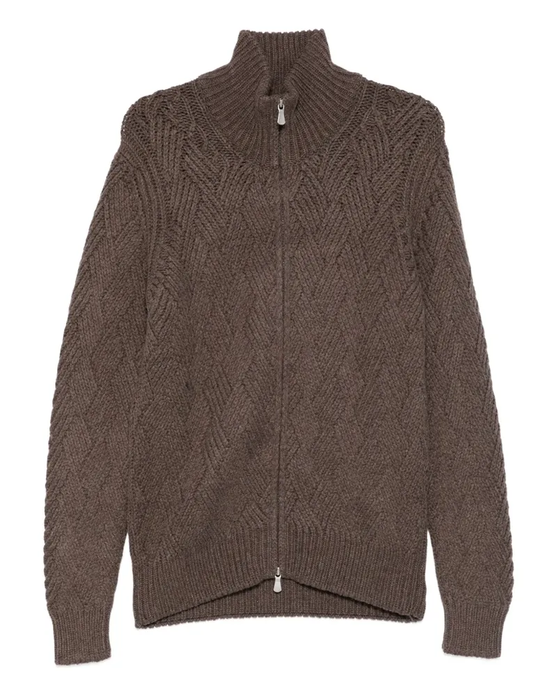 BARBA Cardigan mit Reißverschluss - Braun Braun