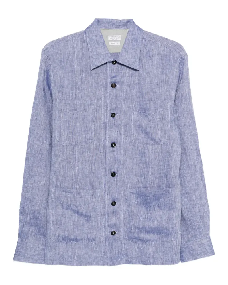 Brunello Cucinelli buttoned linen shirt - Blau Blau