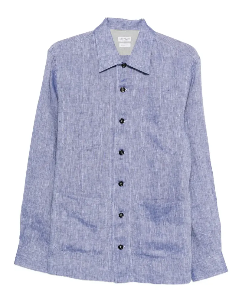 Brunello Cucinelli buttoned linen shirt - Blau Blau