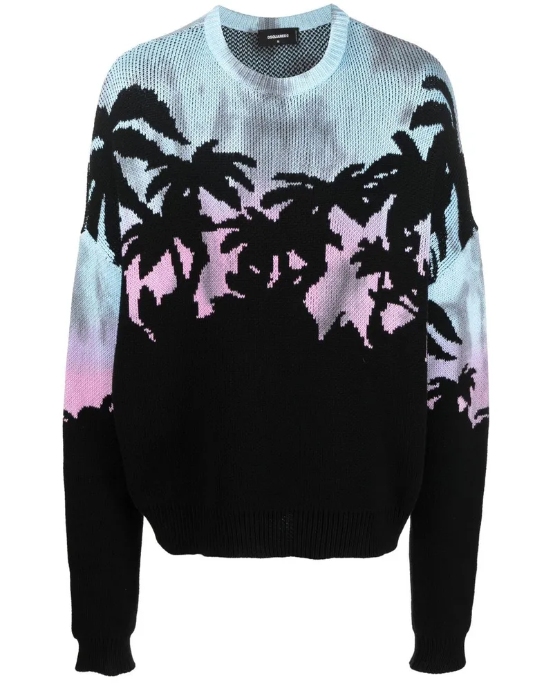 Dsquared2 Pullover mit tropischem Jacquardmuster - Schwarz Schwarz