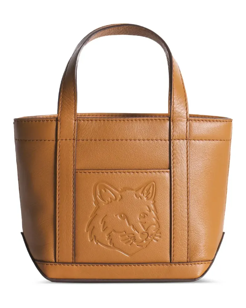 Kitsuné Mini Fox Head Tote Bag mit Prägung - Braun Braun
