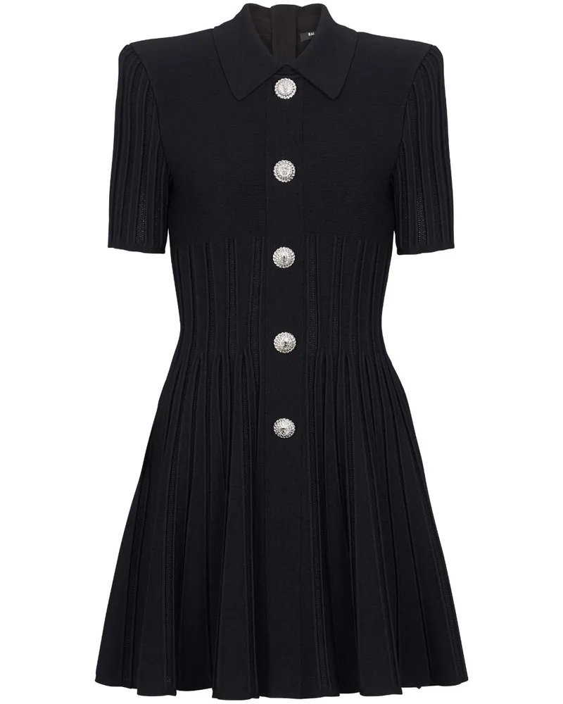 Balmain Geripptes Minikleid - Schwarz Schwarz
