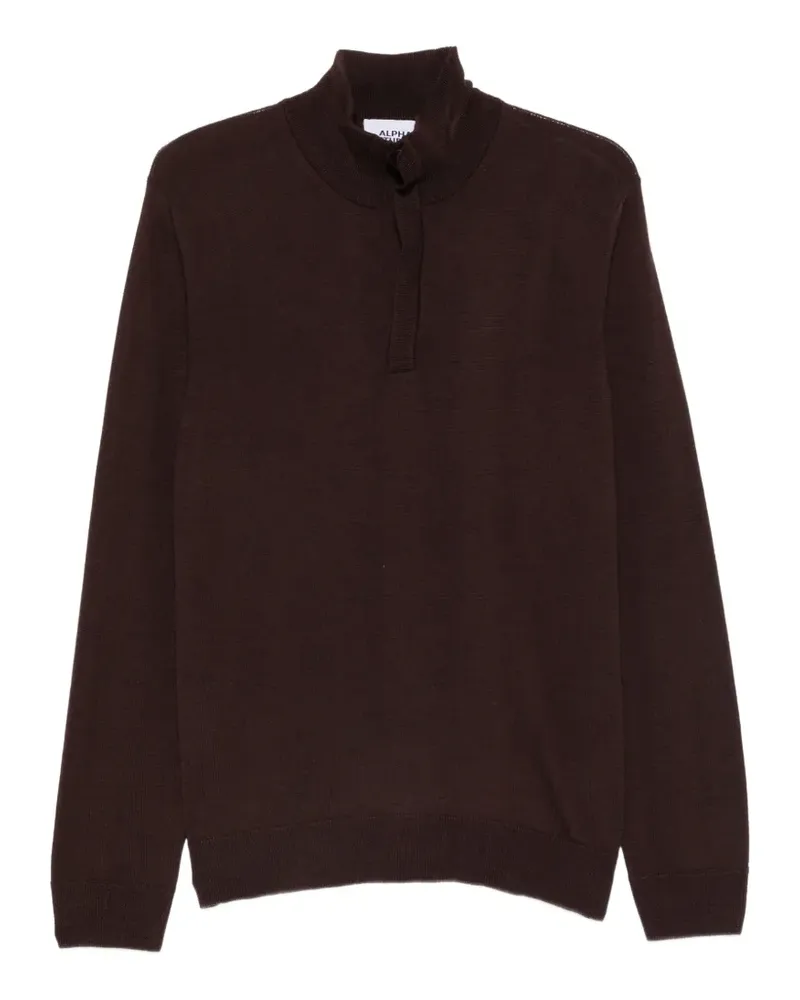 Alpha Studio Geknöpfter Pullover mit Stehkragen - Braun Braun