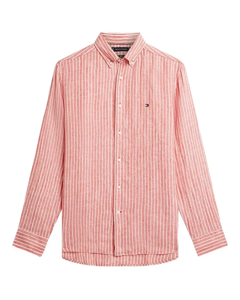 Tommy Hilfiger Gestreiftes Bengal Leinenhemd - Rot Rot