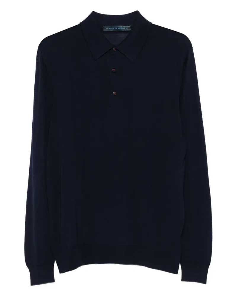 Kiton Langärmeliges Poloshirt - Blau Blau