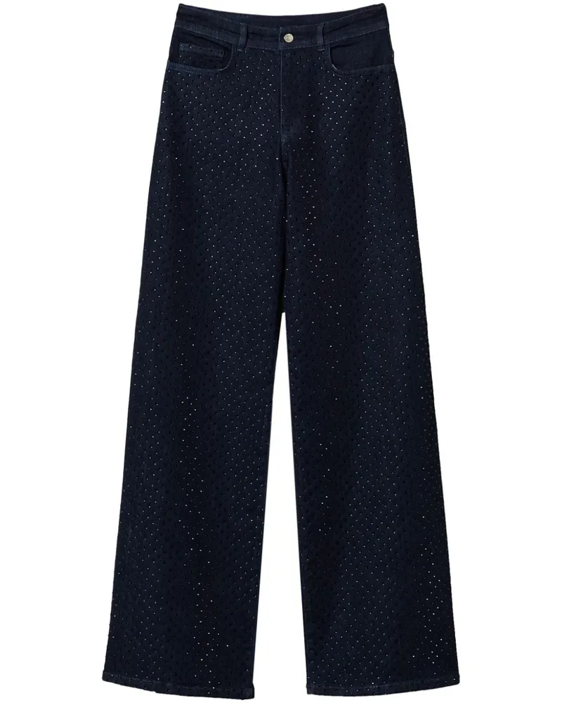 Twin-Set Wide-Leg-Jeans mit Strass - Blau Blau