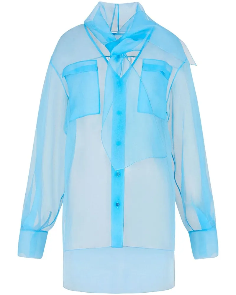 Giorgio Armani Organza-Hemd mit Schaldetail - Blau Blau