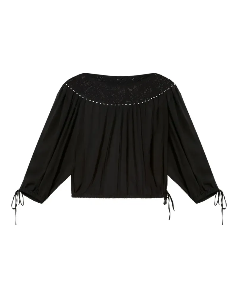 Isabel Marant Nelida Spitzenbluse mit Perlen - Schwarz Schwarz