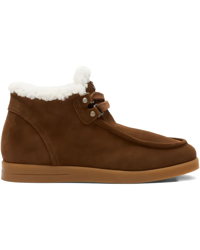 Casadei Dami Pass Schnürstiefel mit Shearling-Besatz - Braun Braun