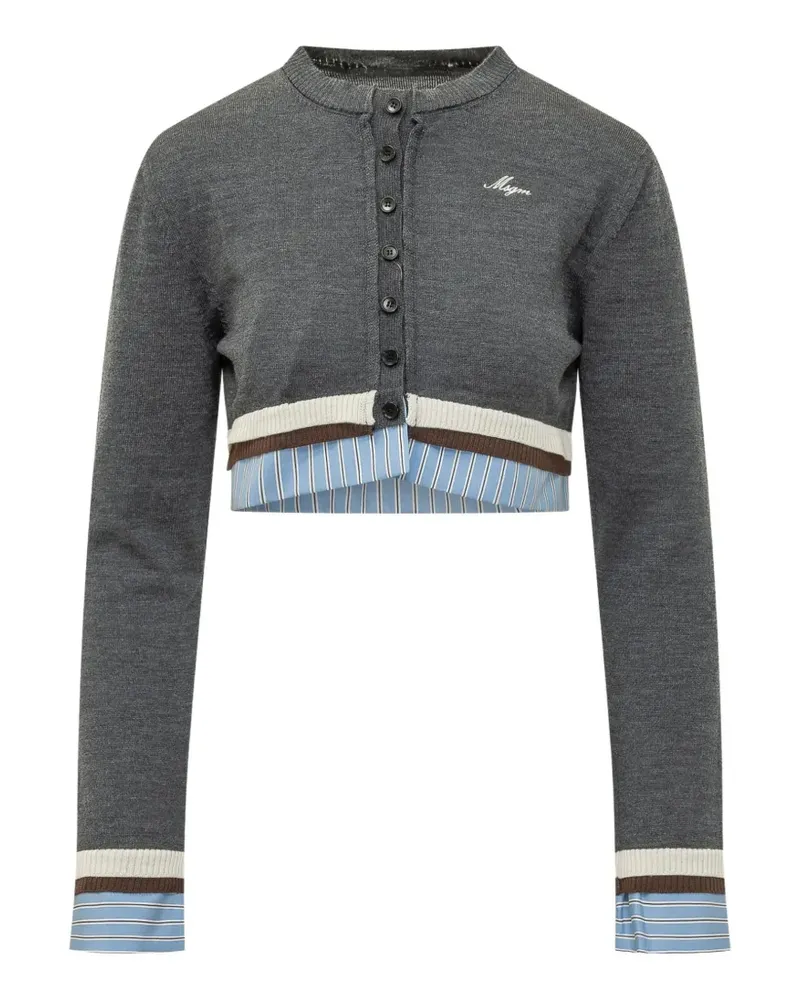 MSGM Cardigan im Layering-Look kurz geschnitten - Grau Grau