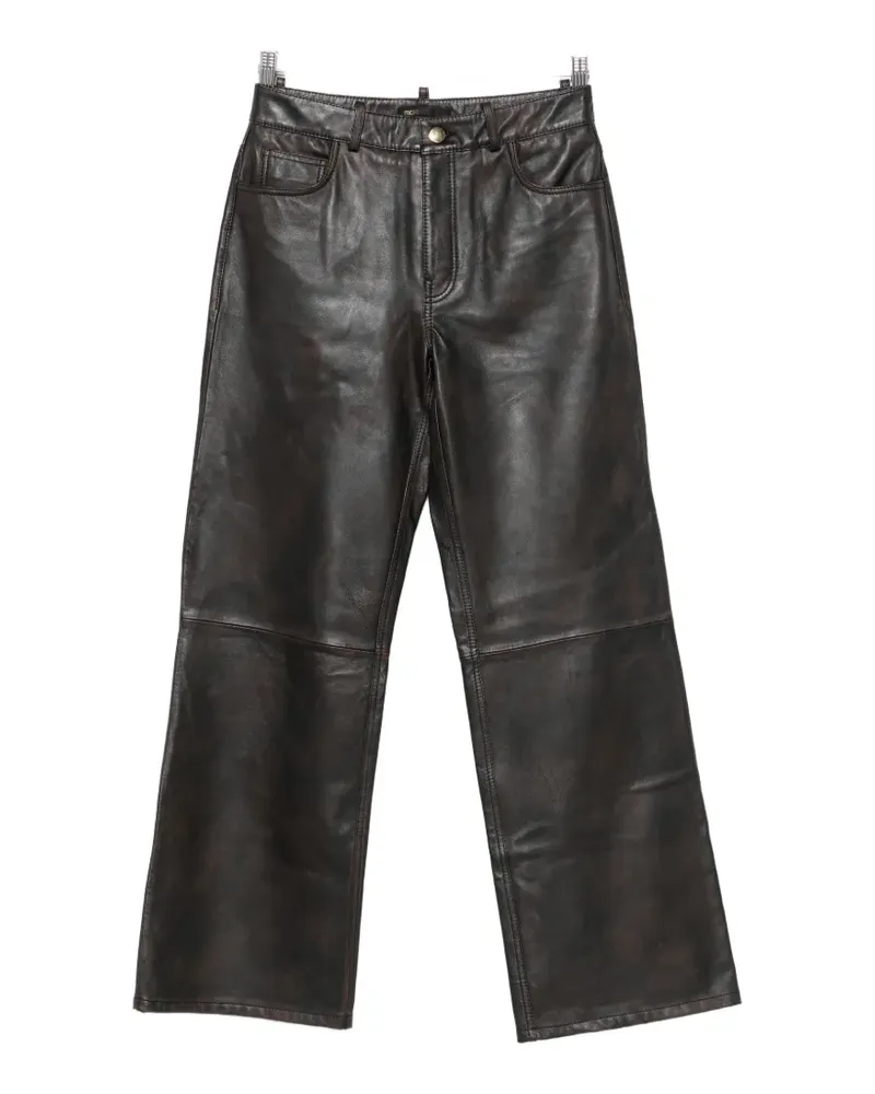 Maje Lederhose mit geradem Bein - Braun Braun