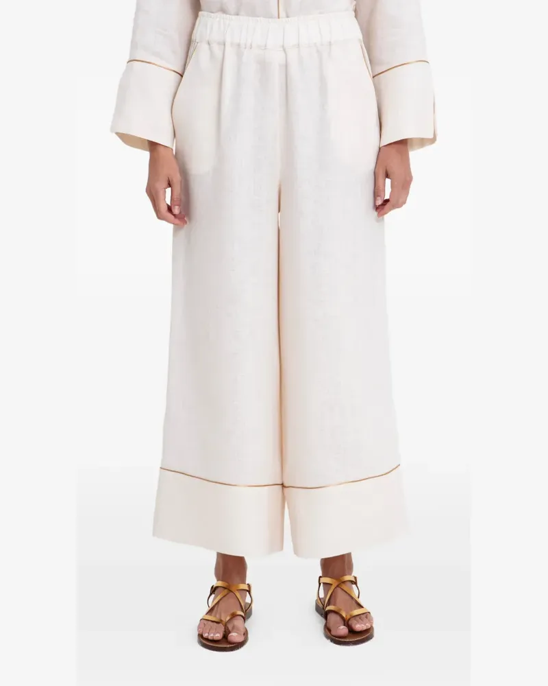 Greek Archaic Kori gold trim trousers - Nude Nude