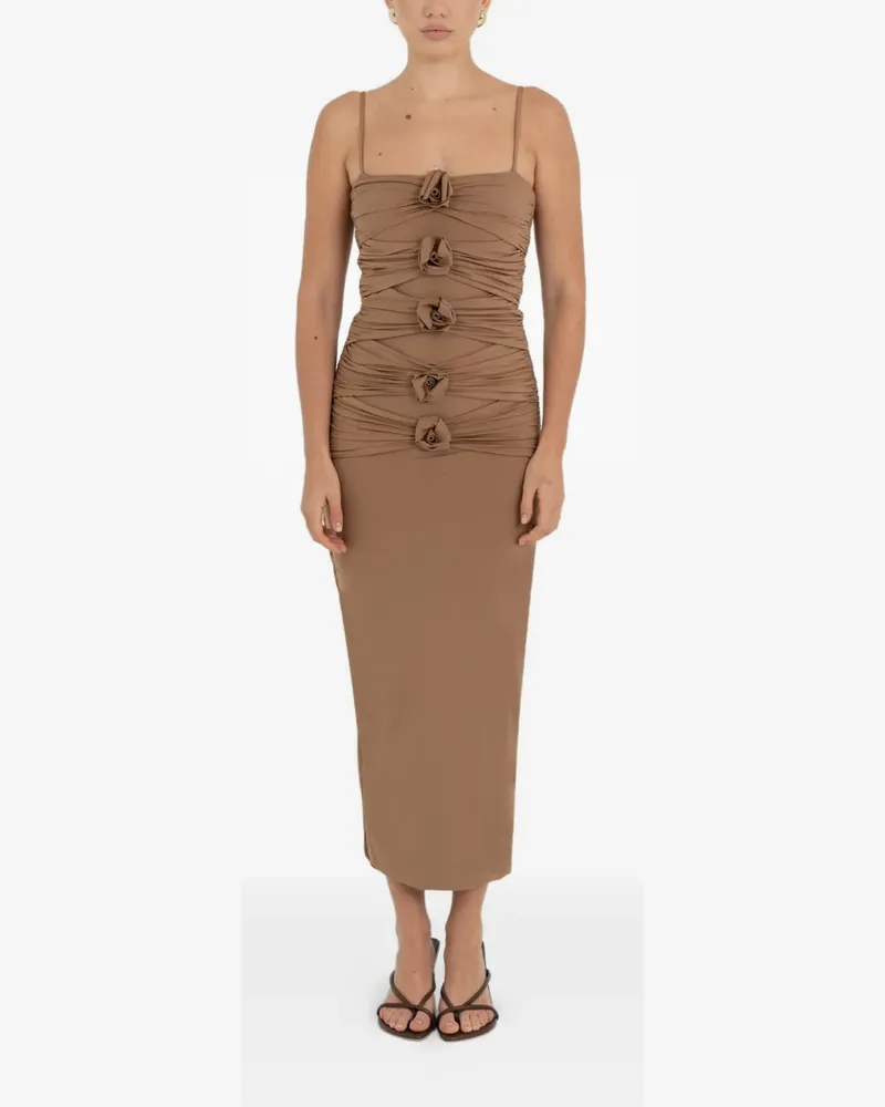 Maygel Coronel floral-motif ruched dress - Nude Nude