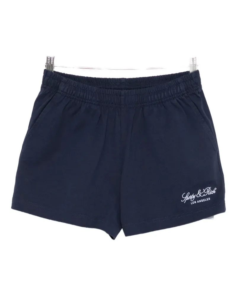 SPORTY & RICH logo-embroidered drawstring shorts - Blau Blau
