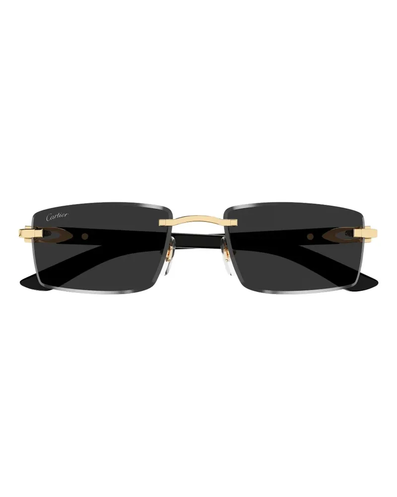 Cartier Sonnenbrille mit eckigem Gestell - Schwarz Schwarz