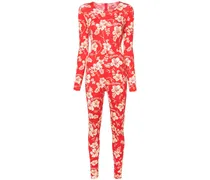 Regenerated Catsuit mit Blumen-Print - Rot