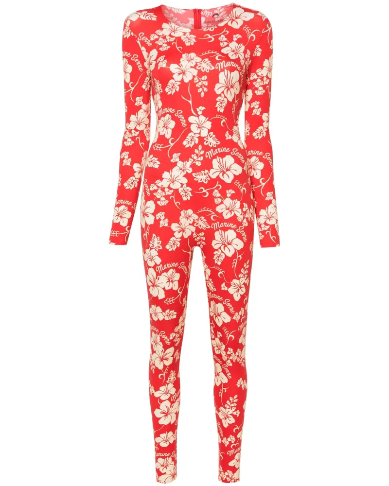 Marine Serre Regenerated Catsuit mit Blumen-Print - Rot Rot