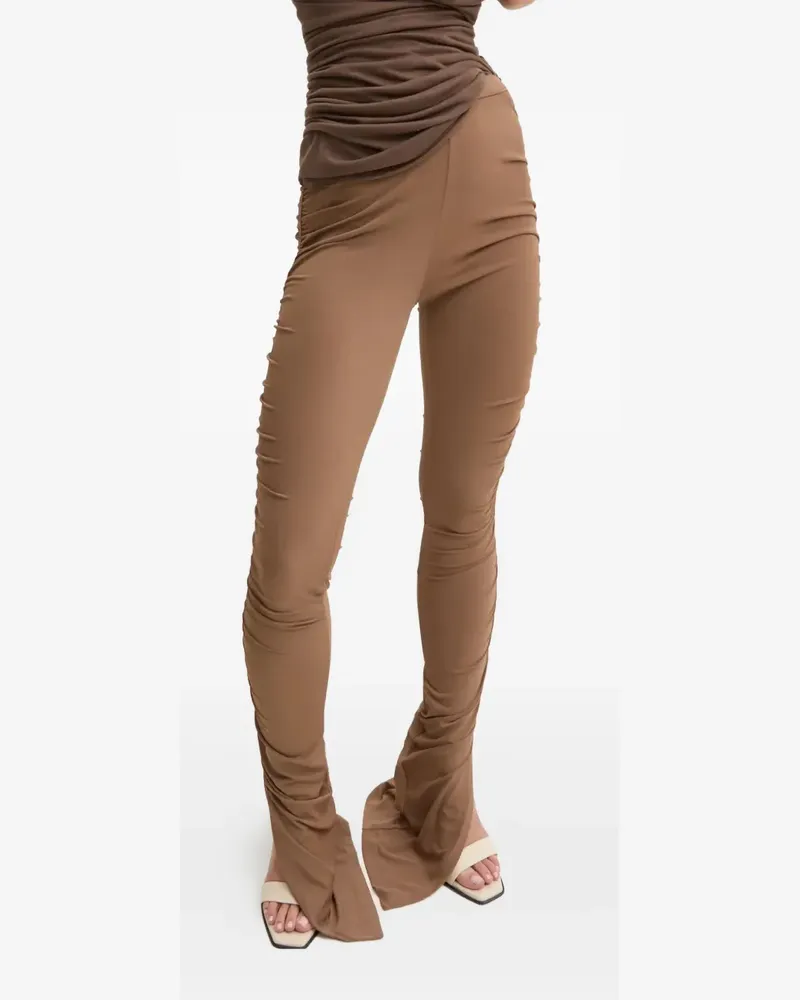 Rick Owens Lilies Geraffte Hose mit offenem Saum - Braun Braun