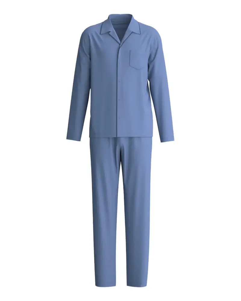 Calida Geknöpfter Pyjama mit Brusttasche - Blau Blau