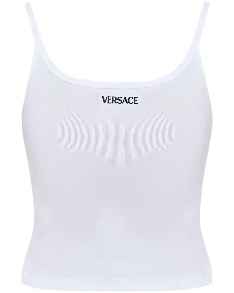 Versace embroidered-logo tank top - Weiß Weiß