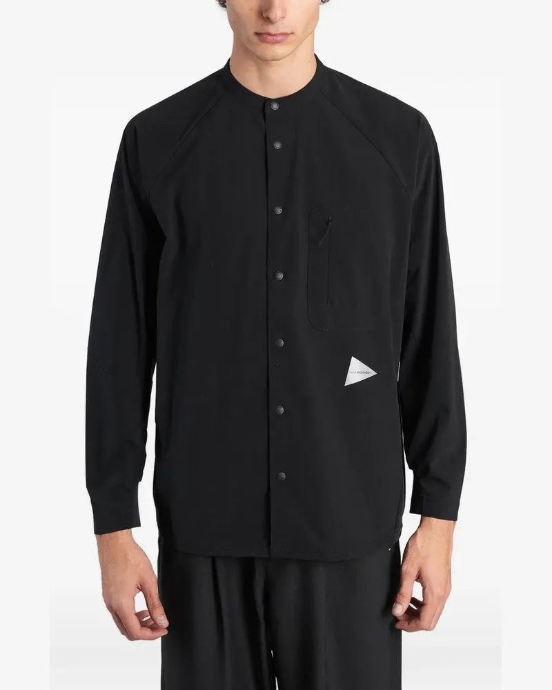and wander Fleece-Hemd mit Raglanärmeln - Schwarz Schwarz