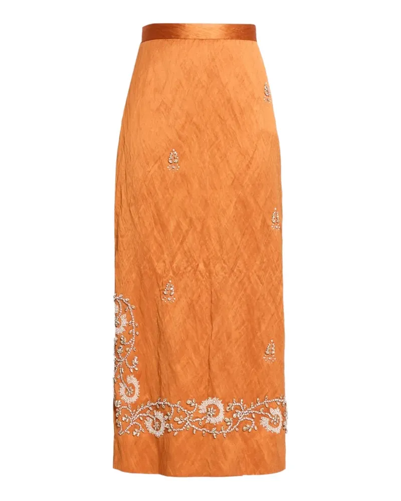 Erdem bead-embellished midi skirt - Orange Orange