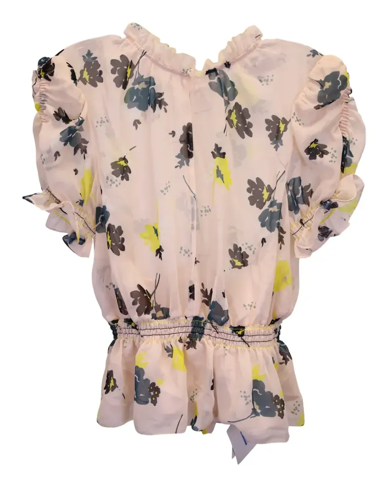 Self-Portrait floral-print ruffled blouse - Rosa Rosa