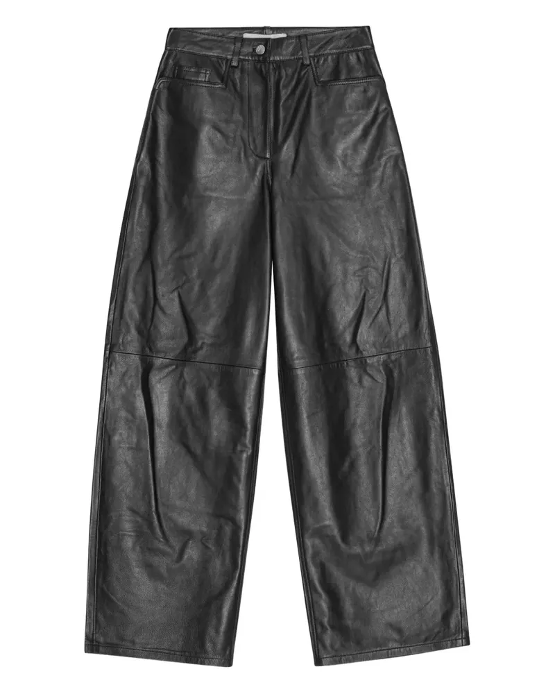 REMAIN Gerade Hose mit Einsätzen aus Schafsleder - Schwarz Schwarz