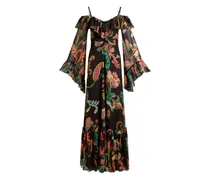 Kleid mit Blumenmuster - Schwarz