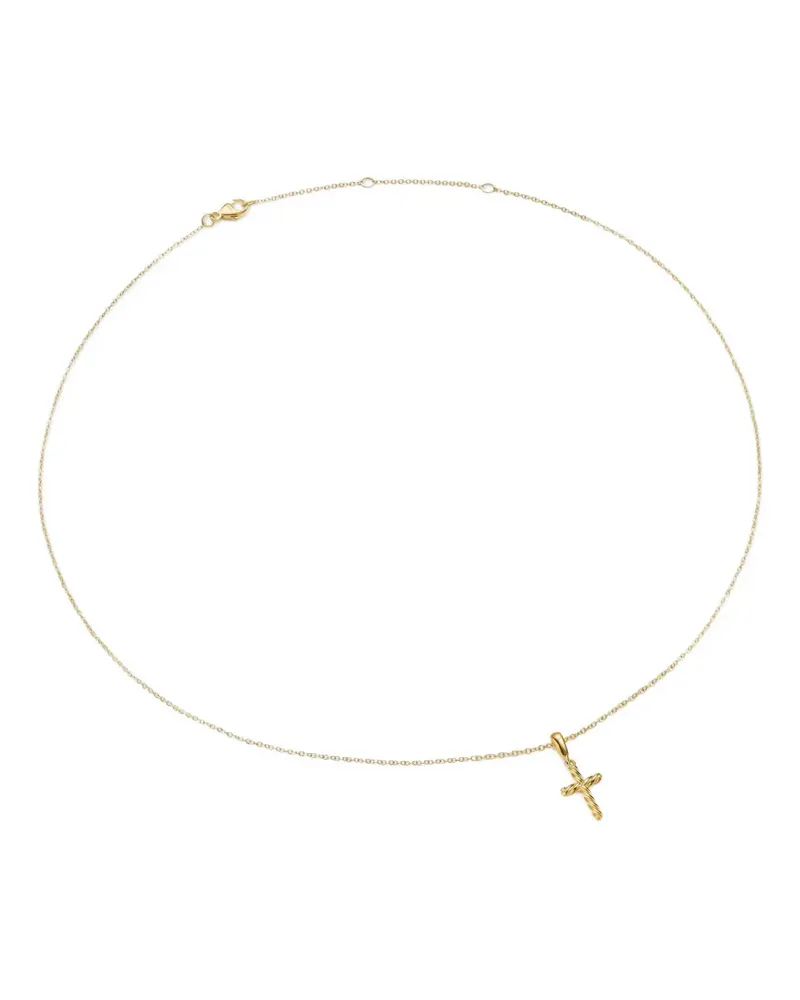 David Yurman 18kt Goldhalskette mit Kabelkreuzanhänger Gold