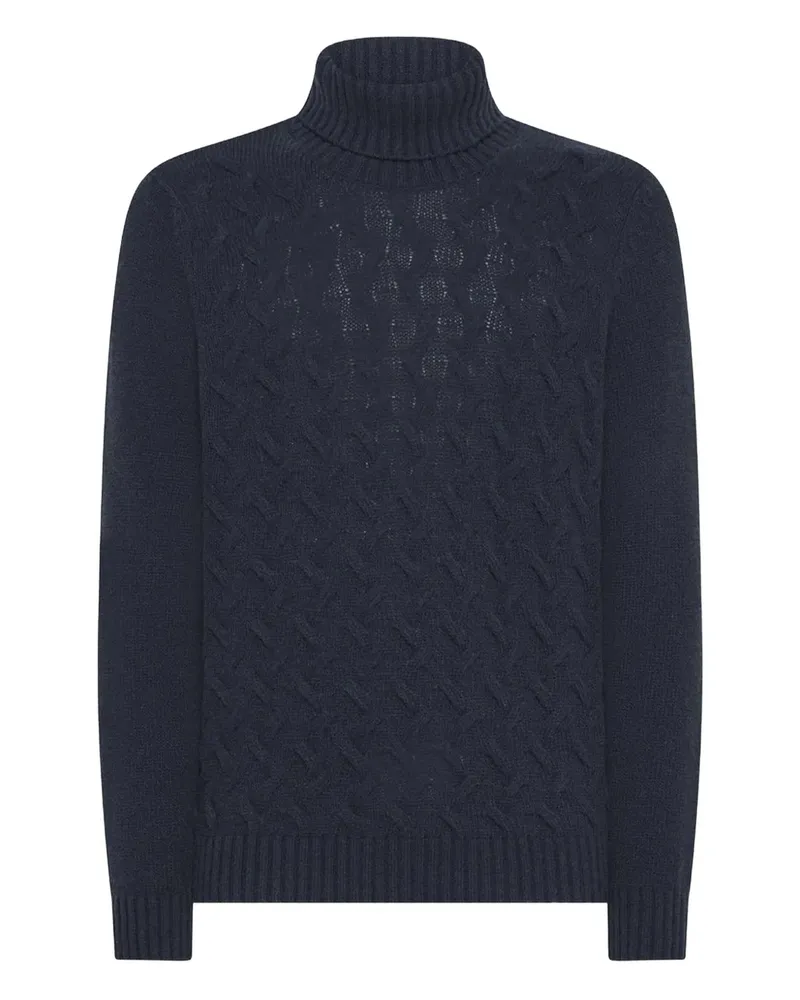 Seventy Rollkragenpullover mit Zopfmuster - Blau Blau