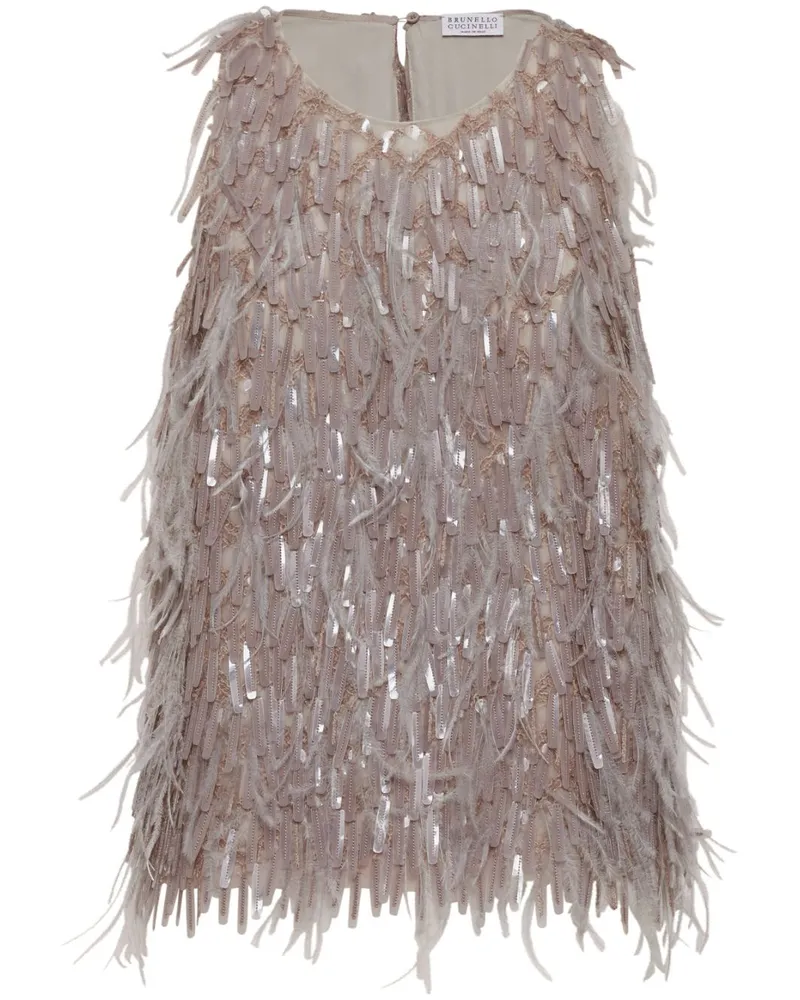 Brunello Cucinelli Dazzling Oberteil mit Stickerei - Nude Nude