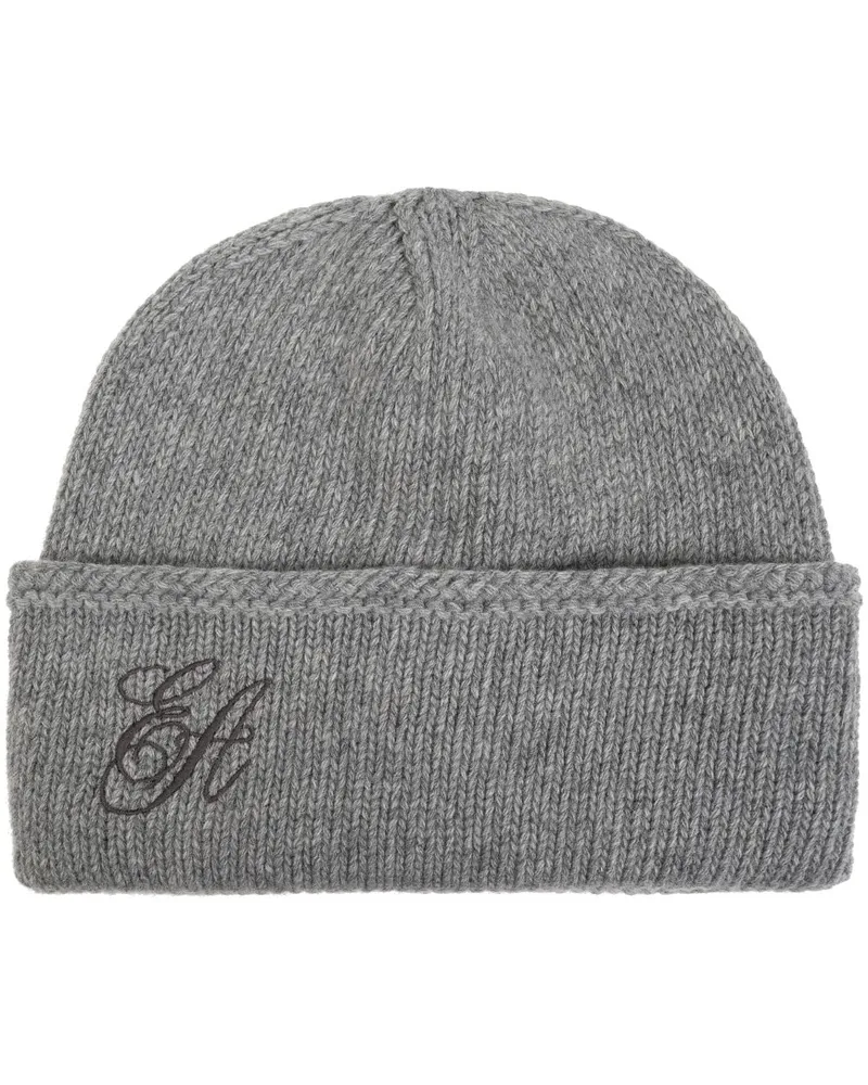 Emporio Armani Beanie mit Logo-Stickerei - Grau Grau
