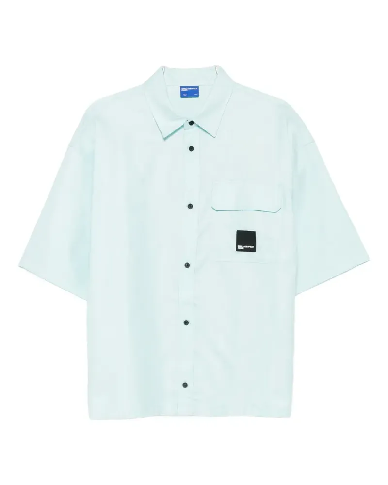 Karl Lagerfeld logo-patch short-sleeve shirt - Blau Blau