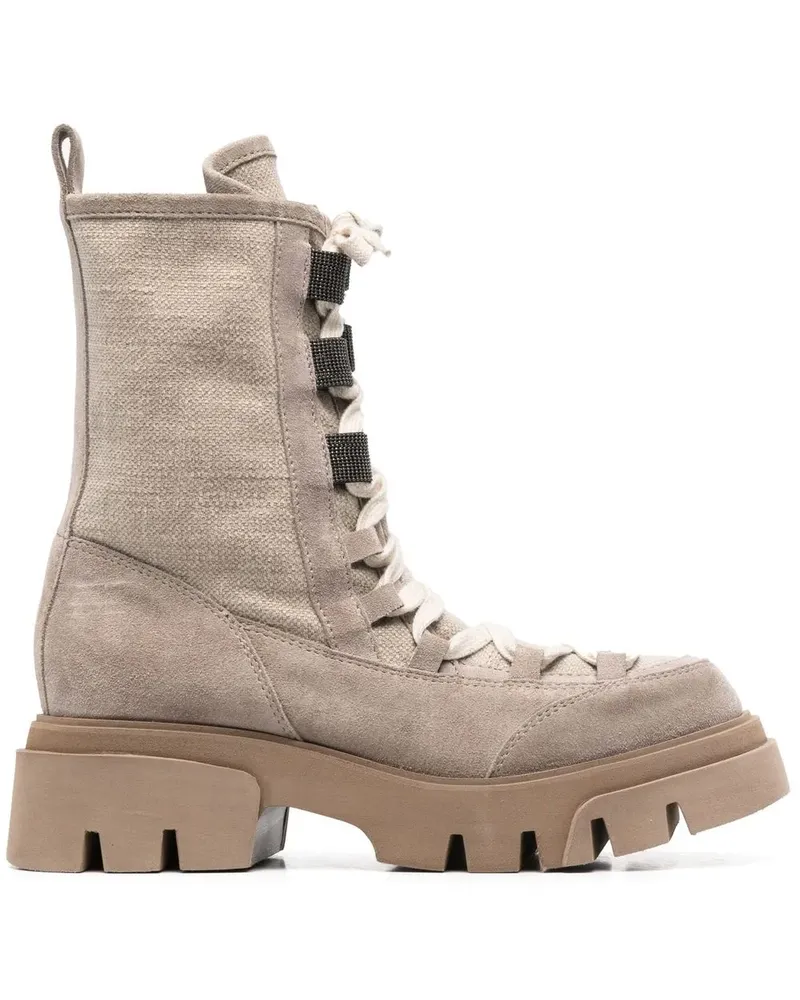 Brunello Cucinelli Schnürstiefel mit dicker Sohle - Nude Nude