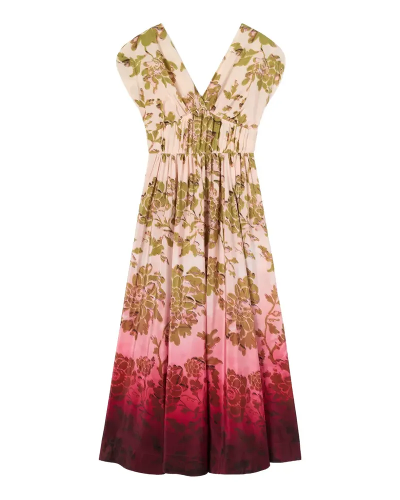 La DoubleJ Oasis Ombré Placée Geen & Red Waldorf Kleid - Nude Nude